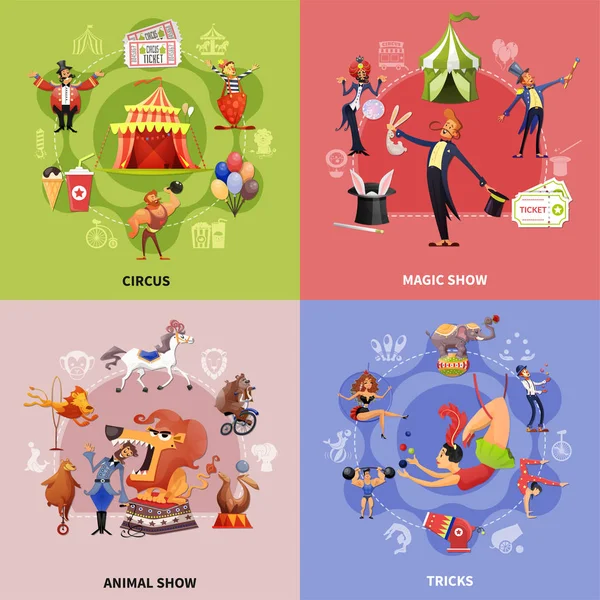 Concepto de dibujos animados de circo — Vector de stock