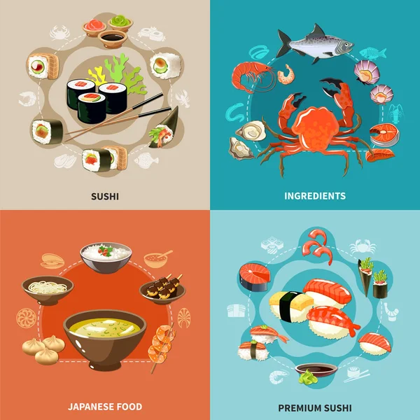 Insieme di concetto di sushi — Vettoriale Stock