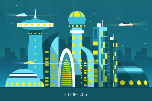 Future City horisontella Illustration — Stock vektor