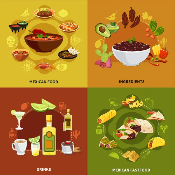 Concepto mexicano de diseño de alimentos — Vector de stock