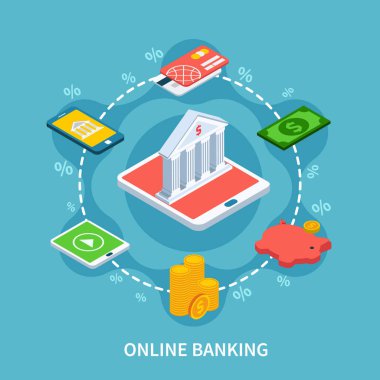 Yuvarlak kompozisyon bankacılık izometrik