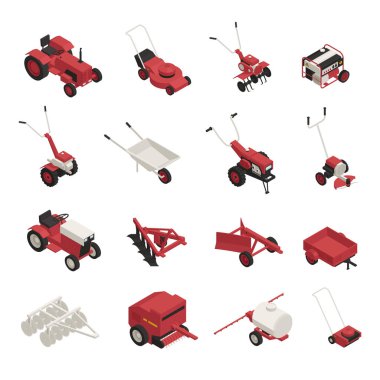 Çiftlik Bahçe makineleri Icons Set 