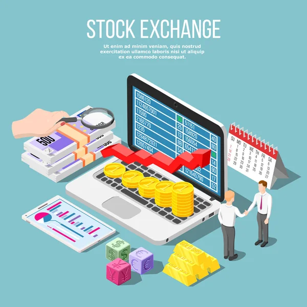 Stock Exchange Isometric Composition — Stock Vector