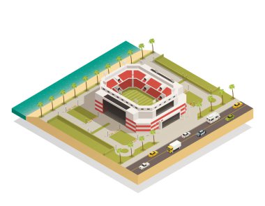 Futbol Spor Stadyumu izometrik kompozisyon 