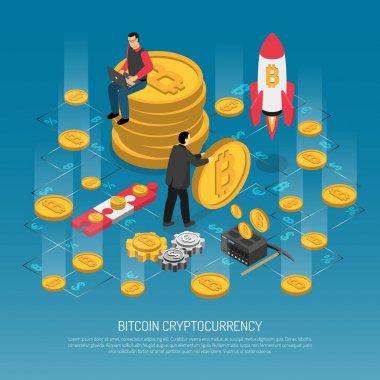 Bitcoin Cryptocurrency Technology izometrik posteri