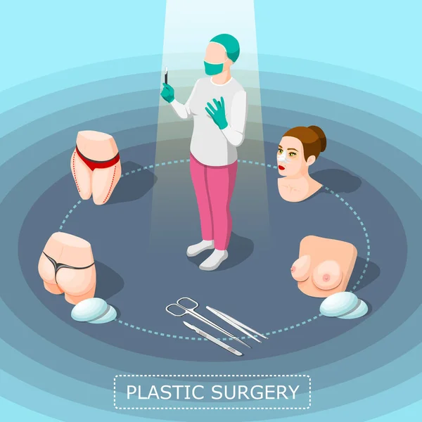 Chirurgia plastica Concetto di progettazione isometrica — Vettoriale Stock