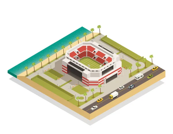 Voetbal Sport stadion isometrische samenstelling — Stockvector