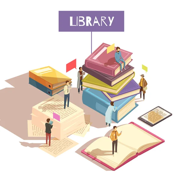 Library Isometric Illustration — Stock Vector