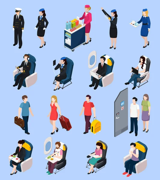 Airplane Passengers Set — Stock Vector