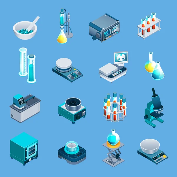 Laboratorium apparatuur Isometrisch Icons — Stockvector