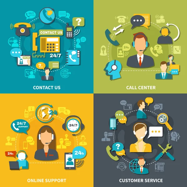 Conceito de Design de Call Center — Vetor de Stock