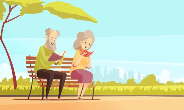 Pessoas idosas lendo no parque — Vetor de Stock