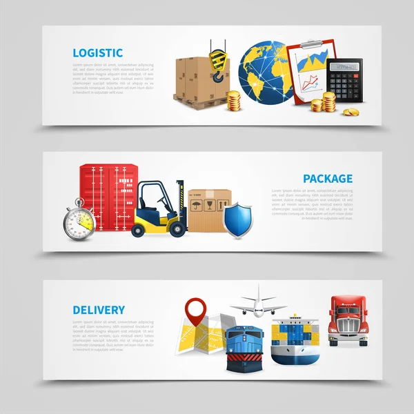 Colored Logistic Banner Set — Stock Vector