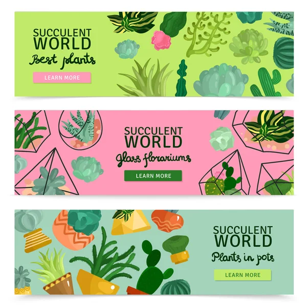 Vetplanten Banners Set — Stockvector