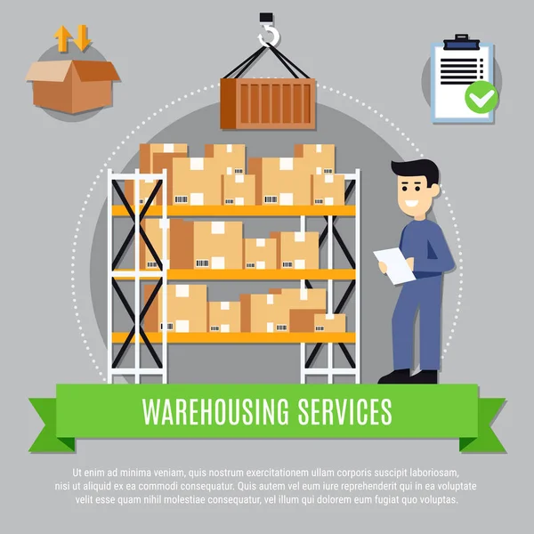 Warehouse Services Composition — Stock Vector