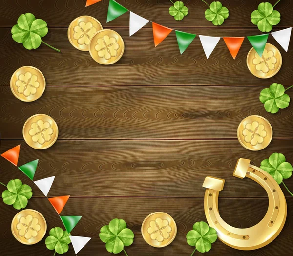Saint Patricks Day Wooden Background — Stock Vector