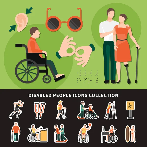Composizione colorata della persona disabile — Vettoriale Stock