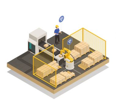 Akıllı otomatik üretim izometrik kompozisyon 