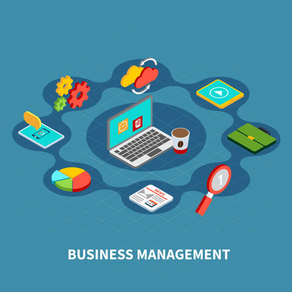 Management Round Isometric Composition