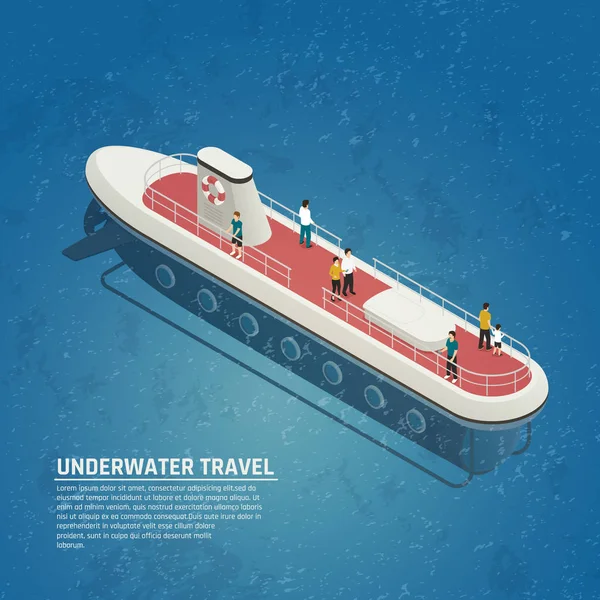 Composición isométrica de viaje submarino — Vector de stock
