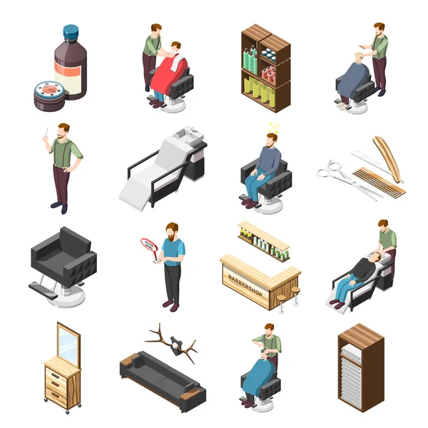 Barbershop Isometrisch Icons — Stockvector