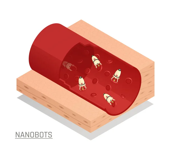 Nanorobotar revidering blodkärl isometrisk sammansättning — Stock vektor