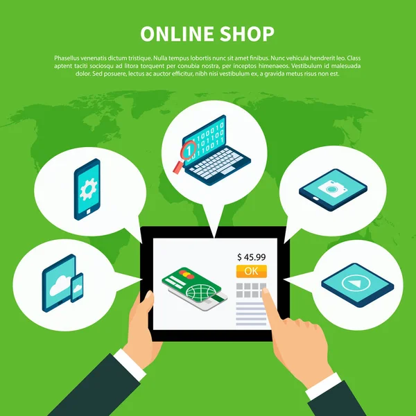 Isometrisches Online-Shopping-Konzept — Stockvektor