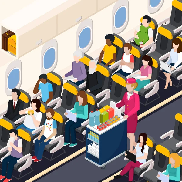 Vliegtuig passagiers samenstelling — Stockvector