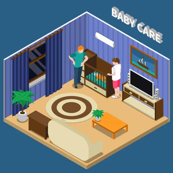 Baby Care Isometric Composition — Stock Vector