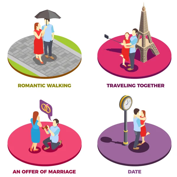 Relación romántica Concepto de diseño 2x2 — Vector de stock