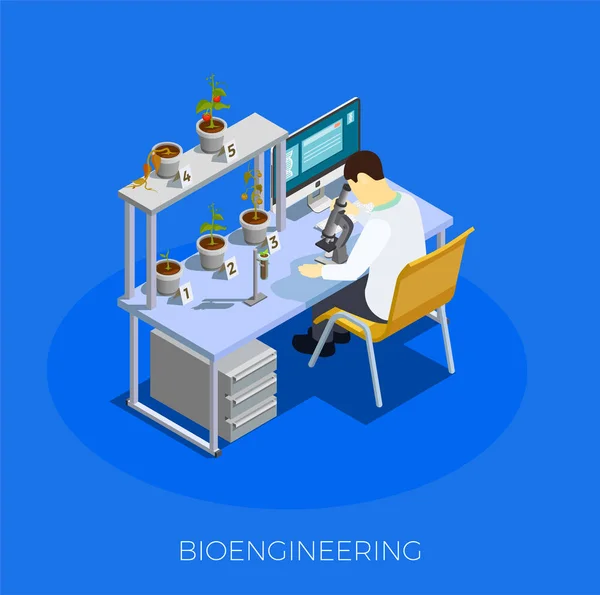 OGM Bioengenharia Composição Isométrica — Vetor de Stock