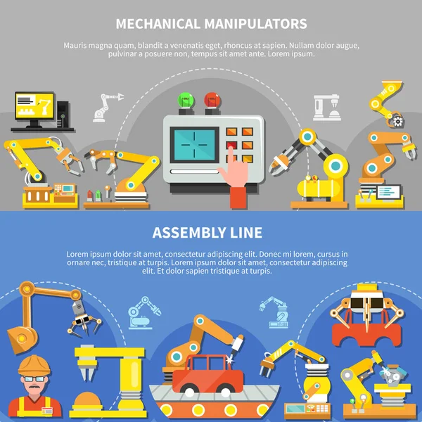 Two Robotic Arm Composition Set — Stock Vector