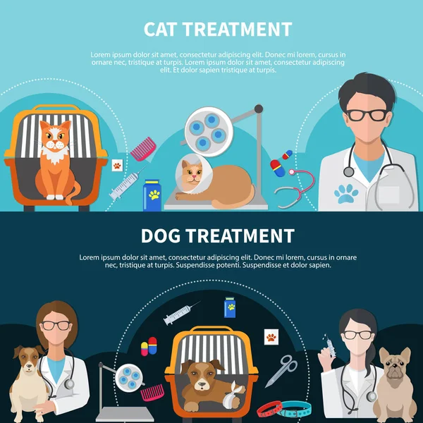 Bannières de traitement vétérinaire — Image vectorielle