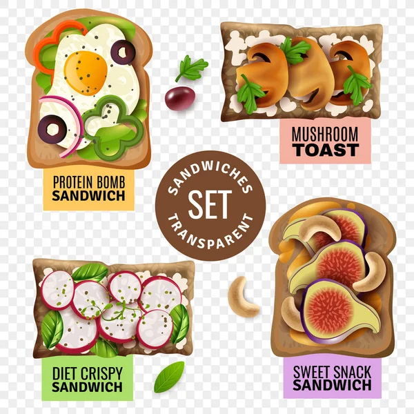 Sandwiches Transparent Set — Stock Vector