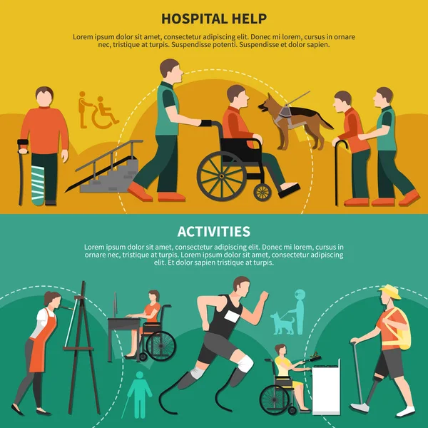 Ensemble de bannière pour personne handicapée — Image vectorielle