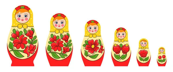 Set di bambole impilabili russe — Vettoriale Stock