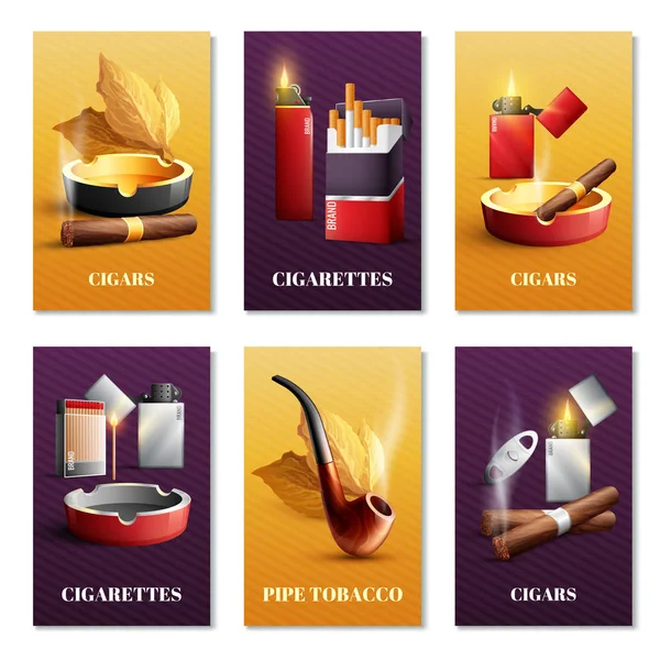 Ensemble de cartes de produits du tabac — Image vectorielle