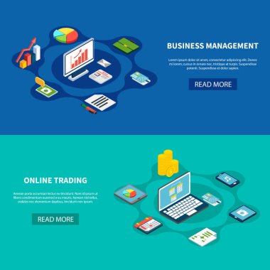 Yatay afiş kümesi ticaret