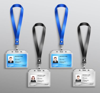 Id Cards Badges Realistic Set  clipart