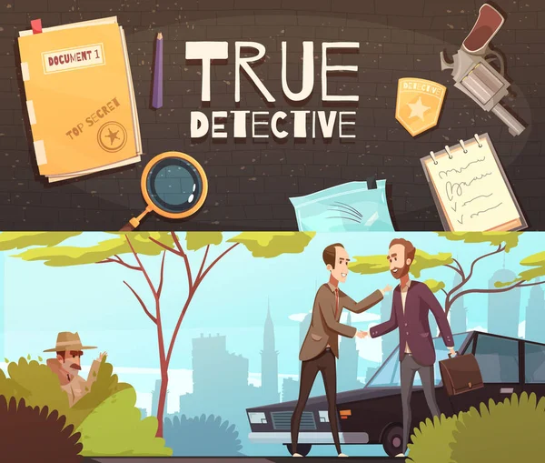 Detective Story Banner Set — Vettoriale Stock