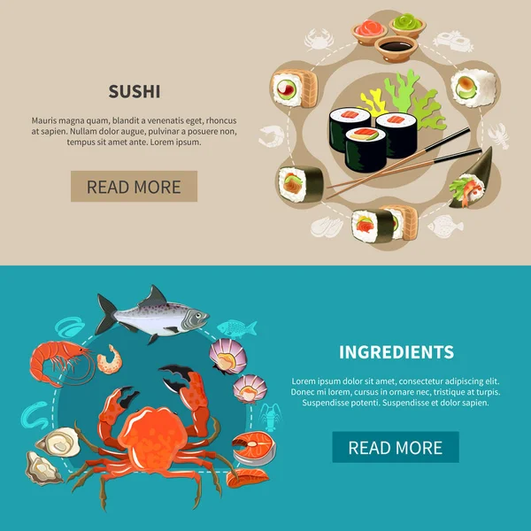 Set di banner per sushi — Vettoriale Stock