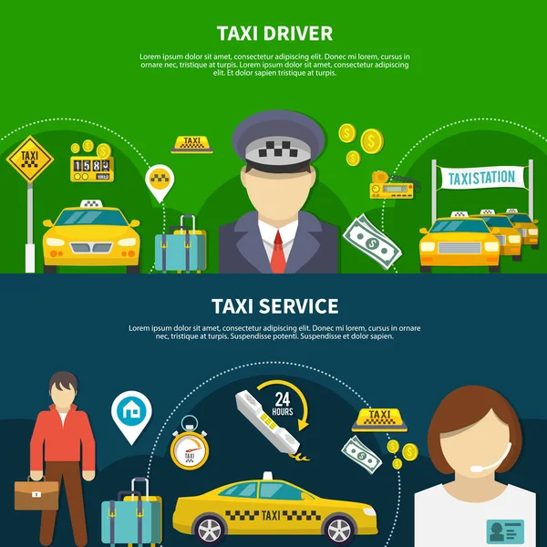 Taxi Service Banners Coleção —  Vetores de Stock