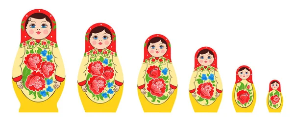İç içe geçmiş Rus bebek Set — Stok Vektör