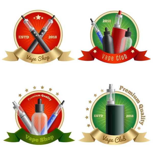 Conjunto de emblemas de tienda de vape — Vector de stock