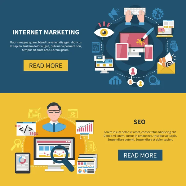 Internet Marketing bannerek — Stock Vector