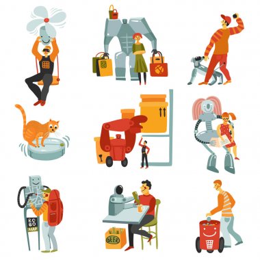 Robotlar androidler Set