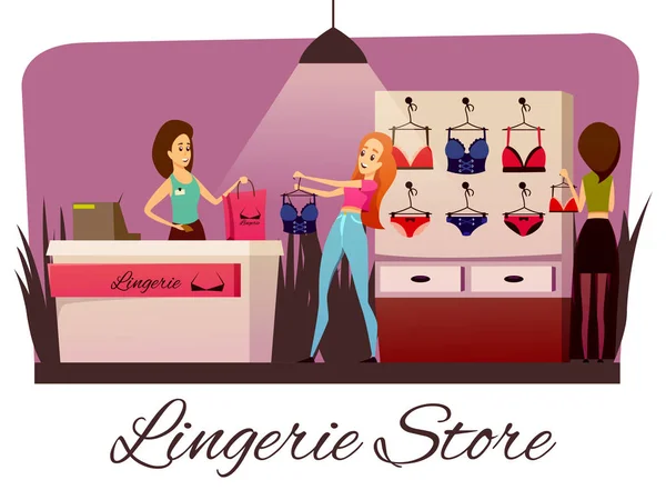 Lingerie Store Composizione piatta — Vettoriale Stock