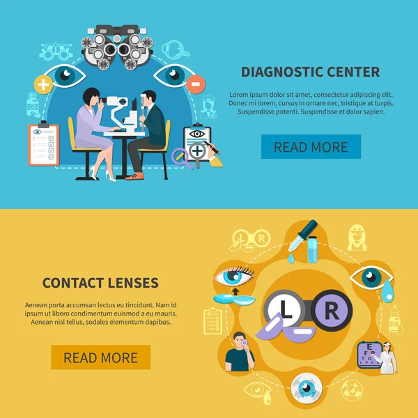 Banderas oculistas para el cuidado de los ojos — Vector de stock