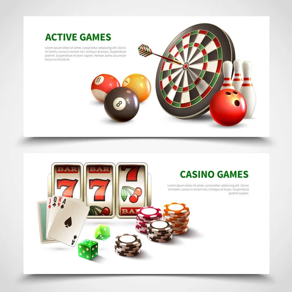 Games Realistic Banner Set — Stock Vector