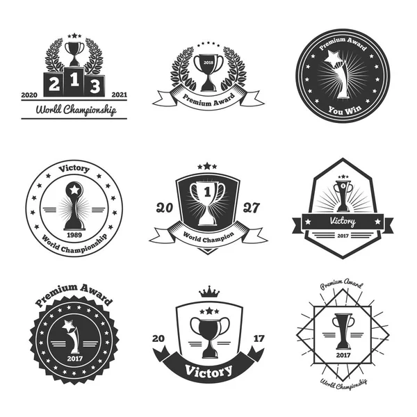 Conjunto de emblemas de trofeos — Vector de stock